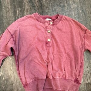 American Eagle Outfitters Rose Button-Up Sweatshirt